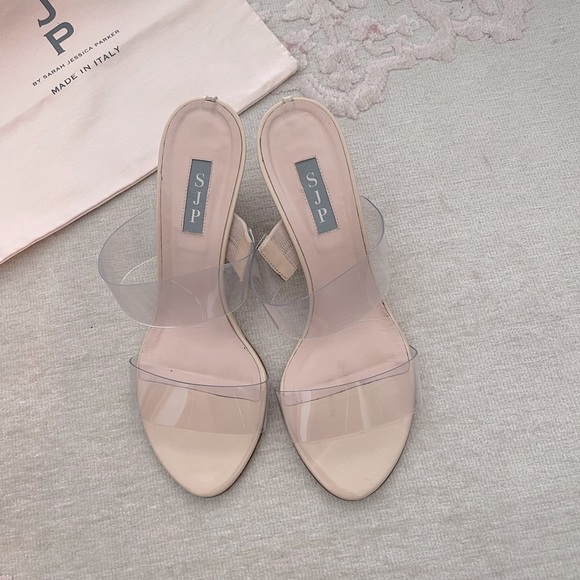 SJP by Sarah Jessica Parker Nude patent leather wedges sz 40 - Picture 4 of 6